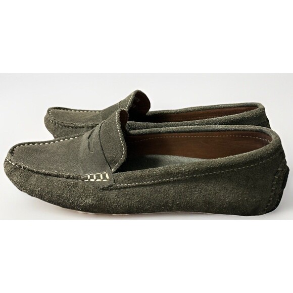 Saks Fifth Avenue Olive Suede Loafers - Picture 5 of 7